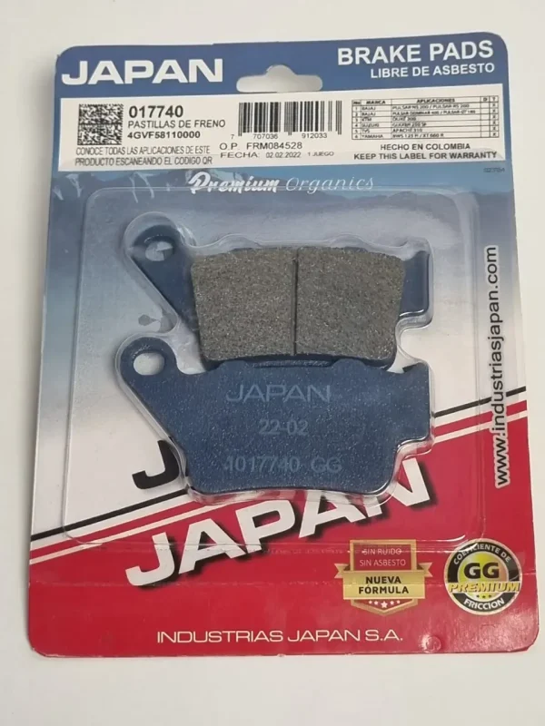 PASTILLAS JAPAN TRASERAS 200 NS